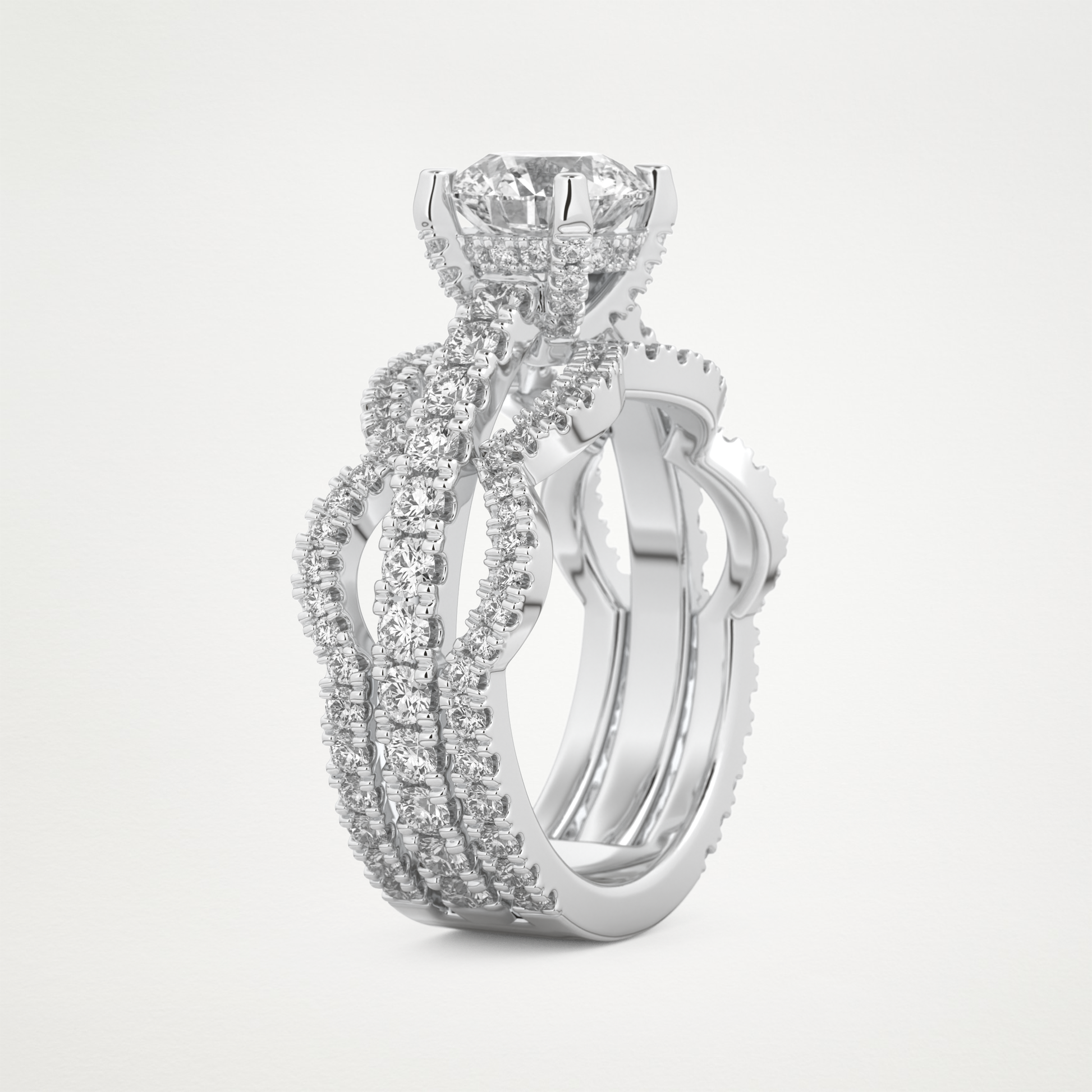 Round Triple Pave Lab Grown Diamond Engagement Ring