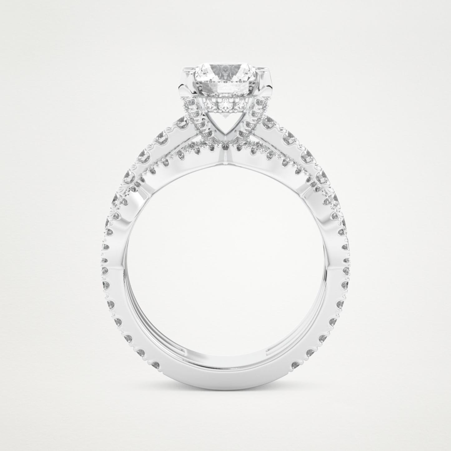 Round Triple Pave Lab Grown Diamond Engagement Ring