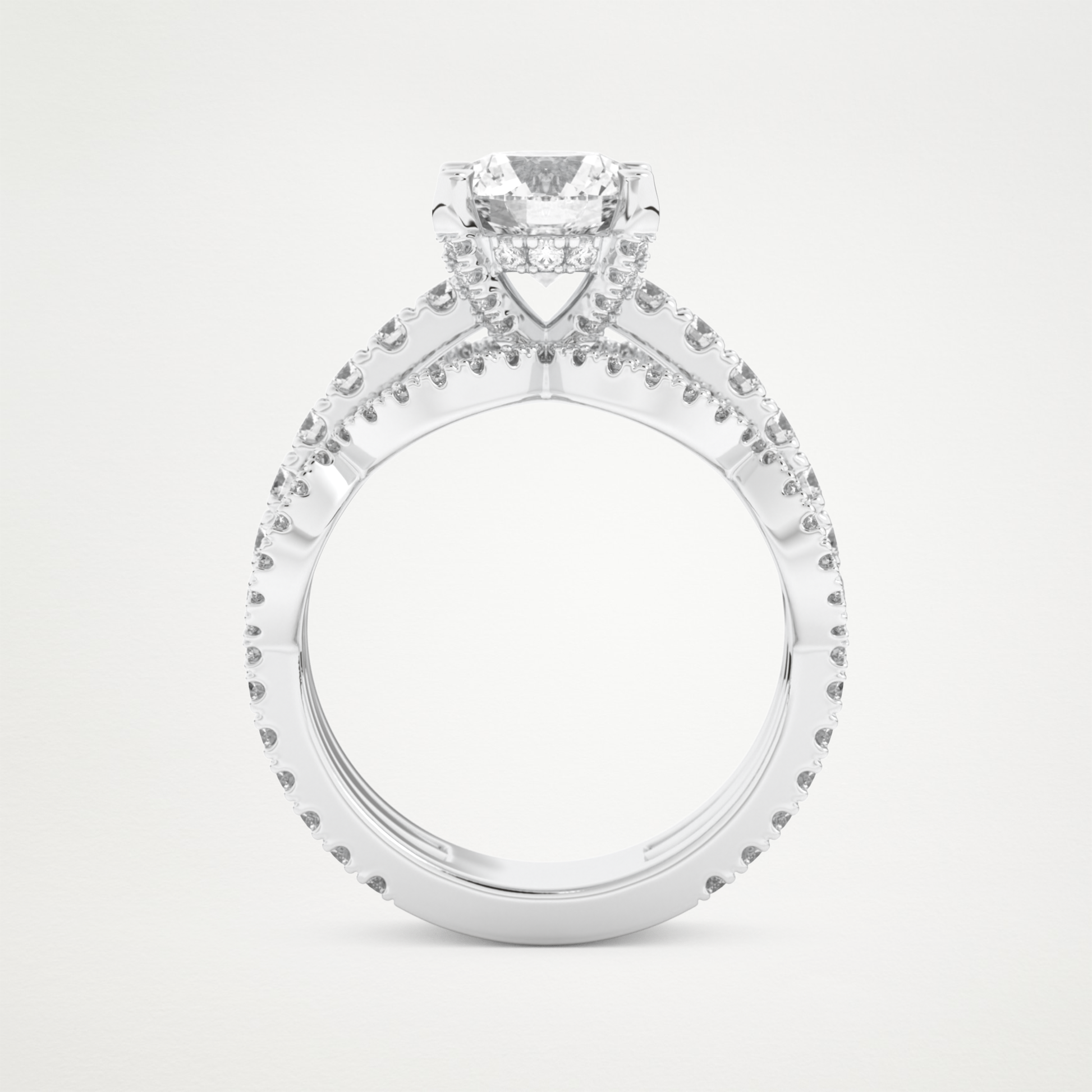 Round Triple Pave Lab Grown Diamond Engagement Ring