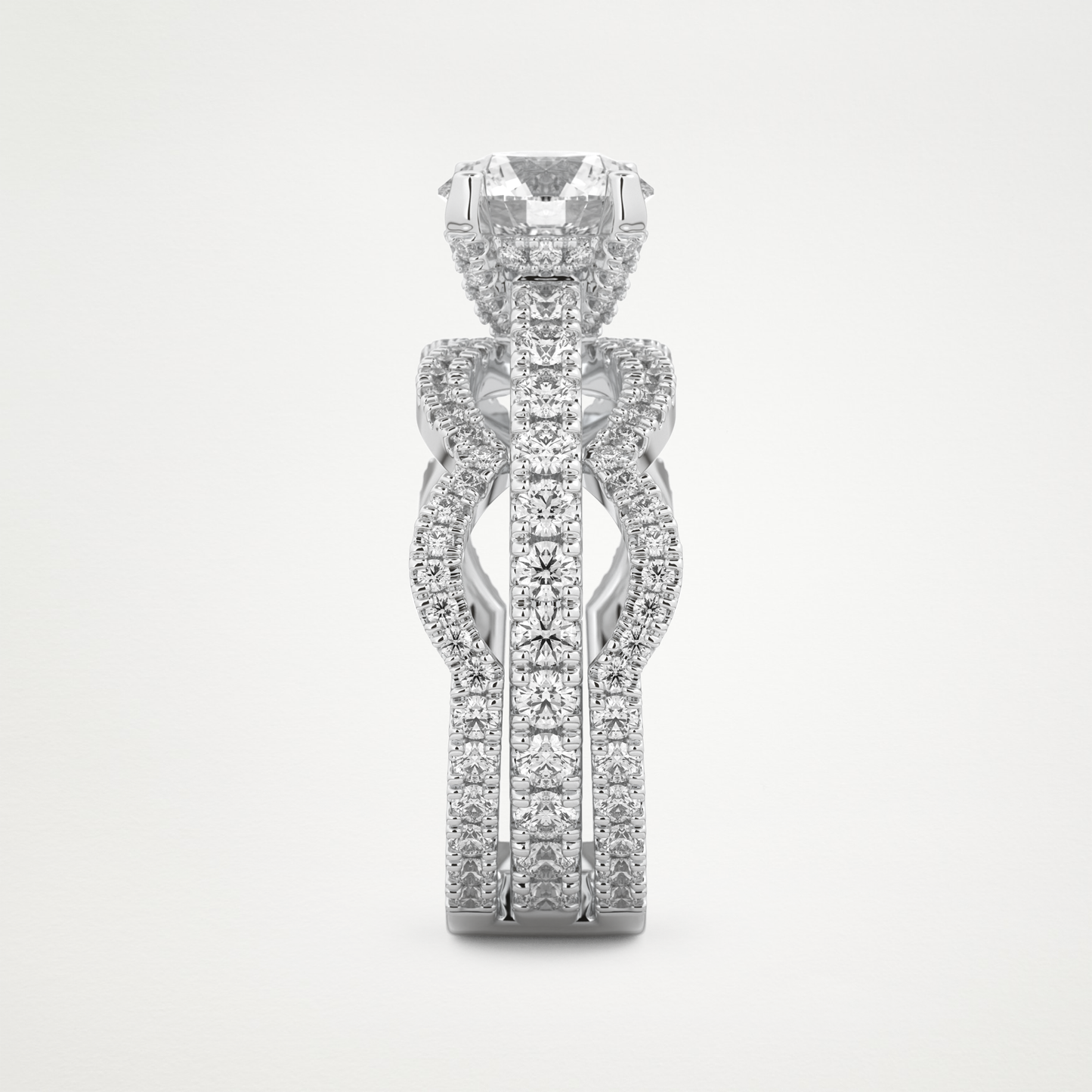 Round Triple Pave Lab Grown Diamond Engagement Ring
