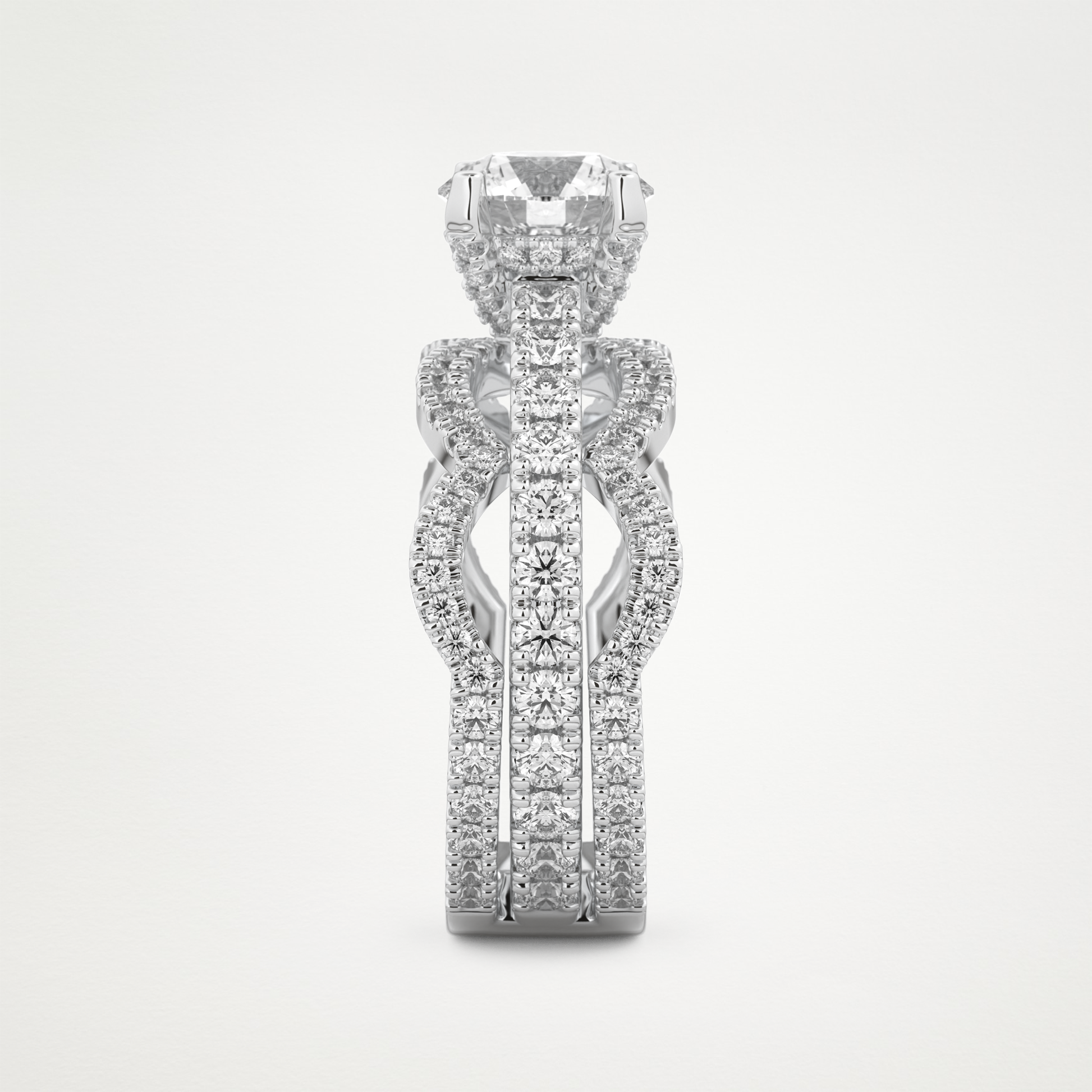 Round Triple Pave Lab Grown Diamond Engagement Ring