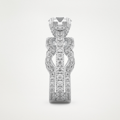 Round Triple Pave Lab Grown Diamond Engagement Ring
