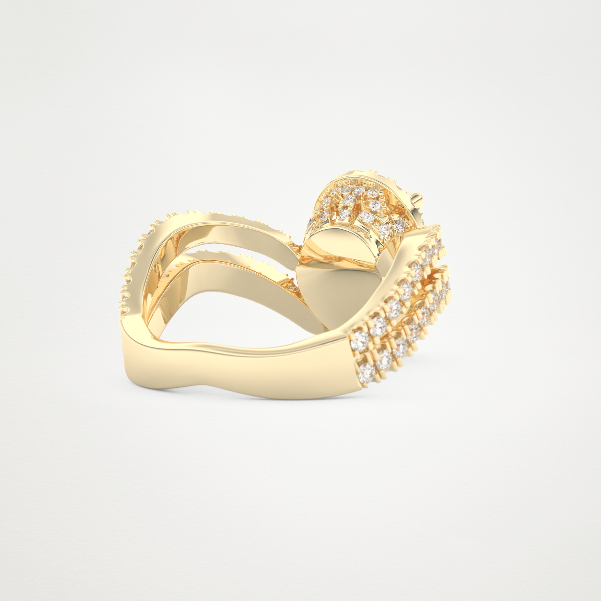 Pear Halo Pave & Curved Shank Lab Grown Diamond Engagement Ring