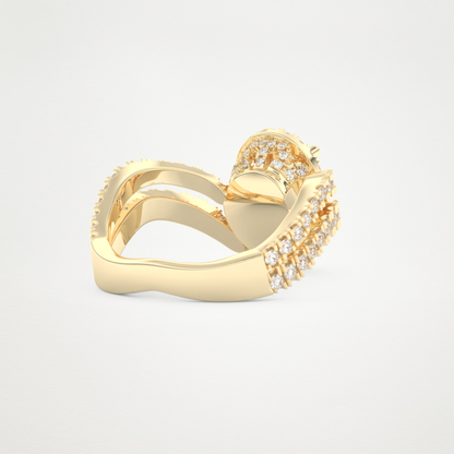 Pear Halo Pave & Curved Shank Lab Grown Diamond Engagement Ring