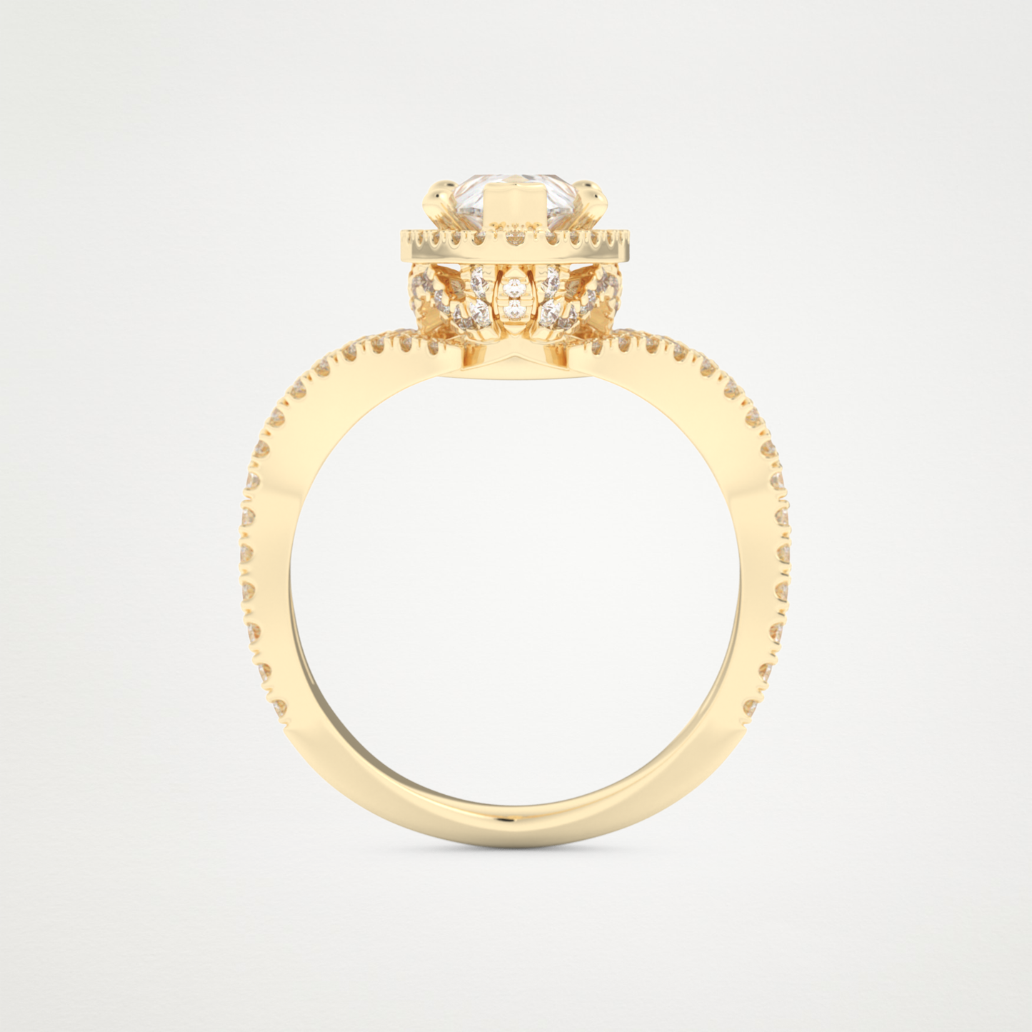 Pear Halo Pave & Curved Shank Lab Grown Diamond Engagement Ring