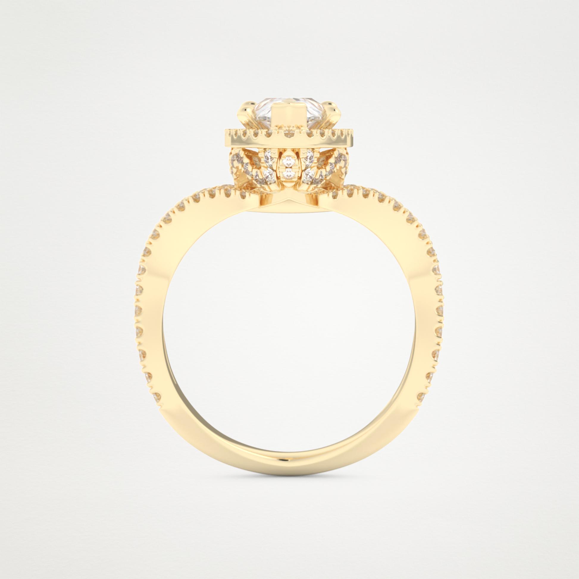 Pear Halo Pave & Curved Shank Lab Grown Diamond Engagement Ring