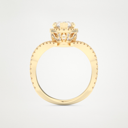 Pear Halo Pave & Curved Shank Lab Grown Diamond Engagement Ring