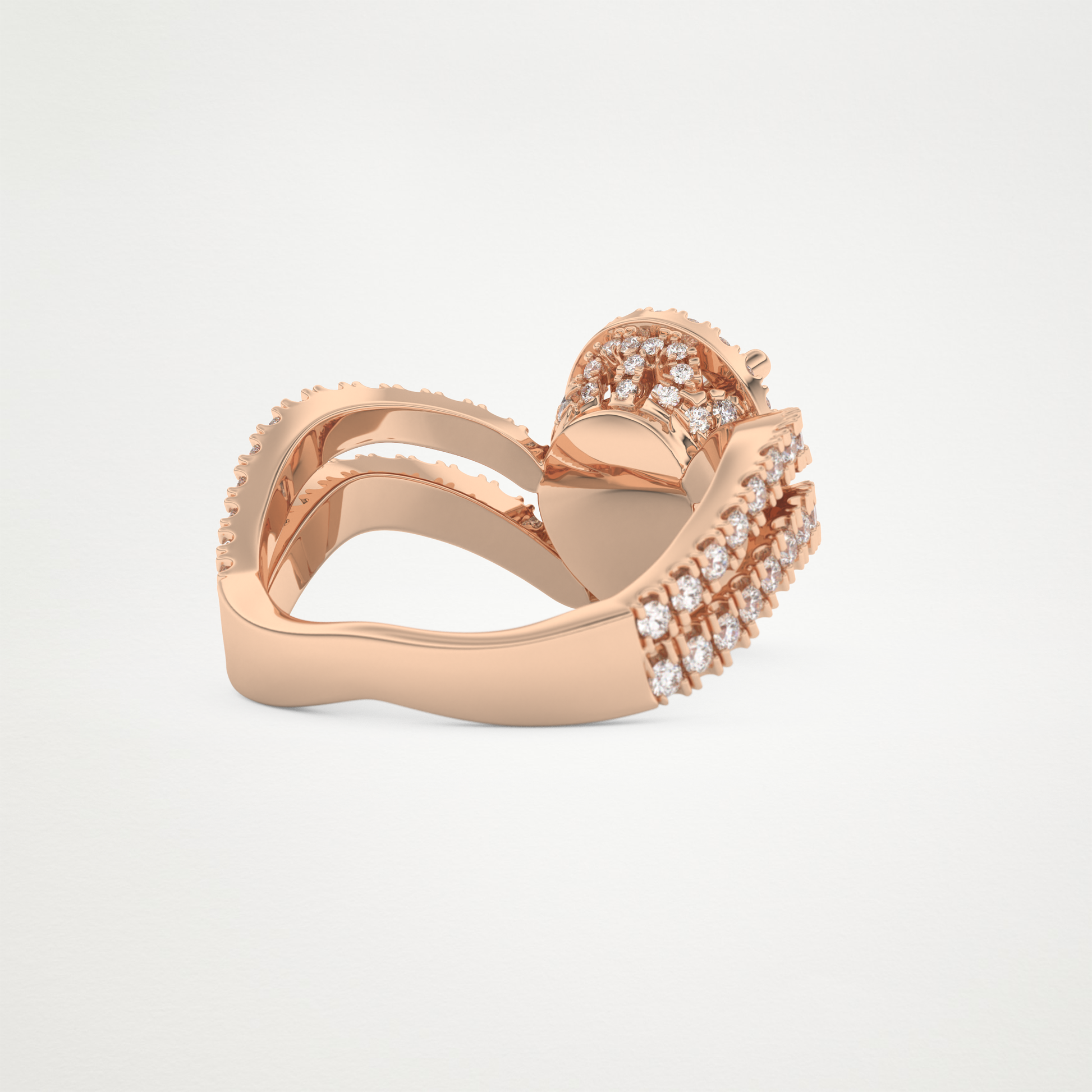 Pear Halo Pave & Curved Shank Lab Grown Diamond Engagement Ring