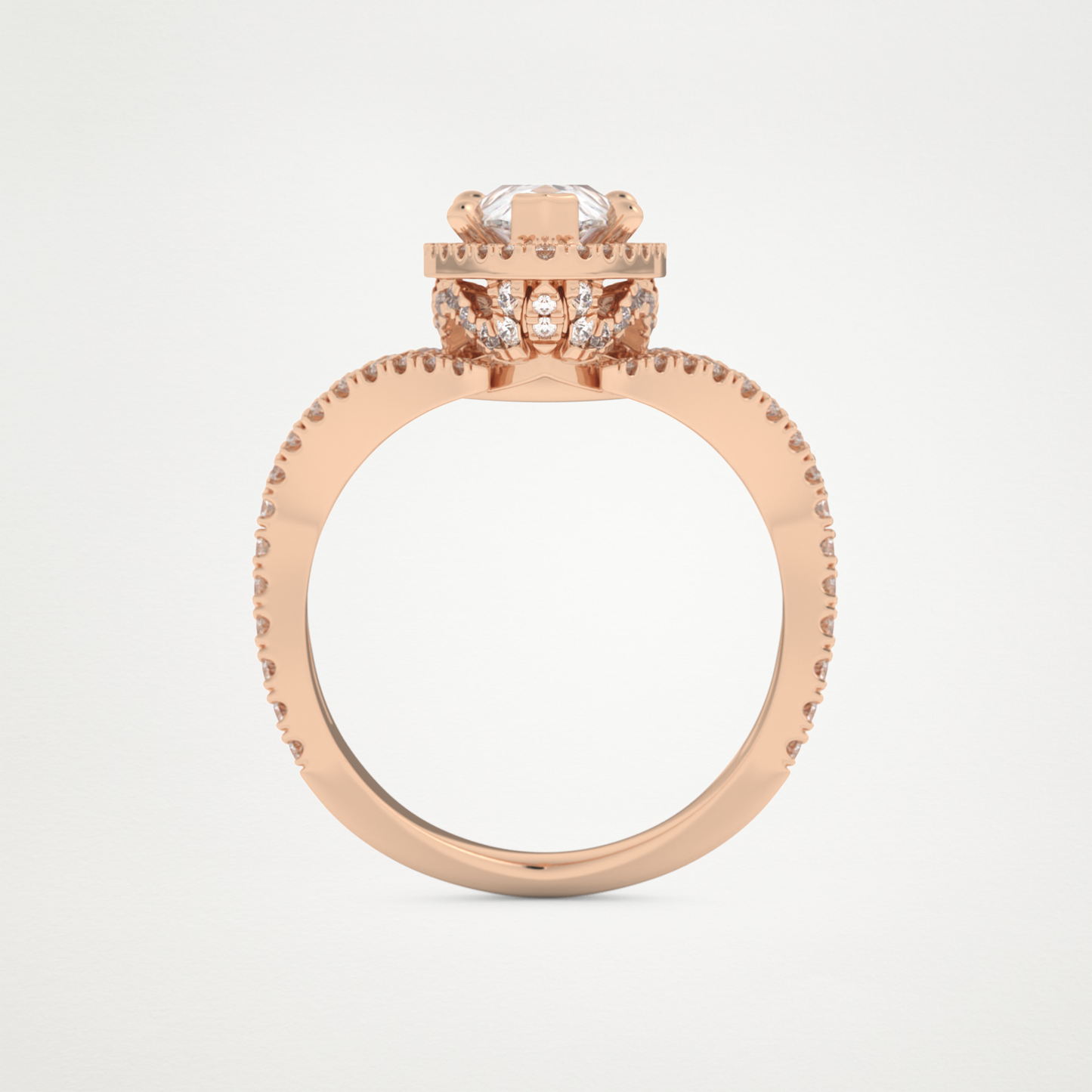 Pear Halo Pave & Curved Shank Lab Grown Diamond Engagement Ring