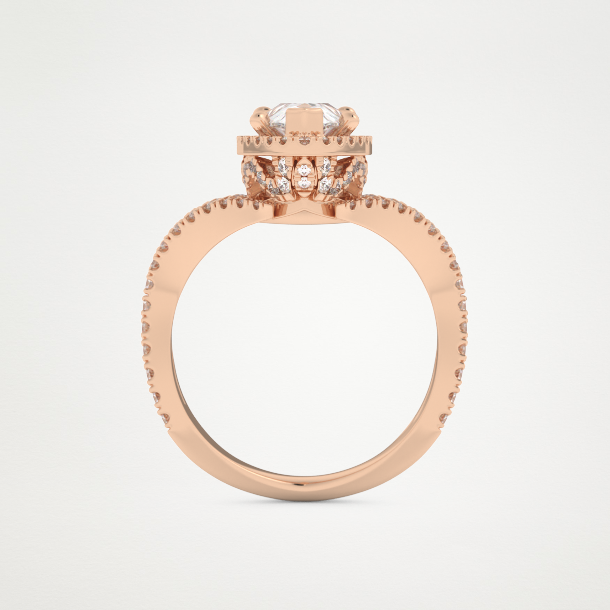 Pear Halo Pave & Curved Shank Lab Grown Diamond Engagement Ring