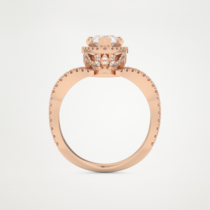 Pear Halo Pave & Curved Shank Lab Grown Diamond Engagement Ring