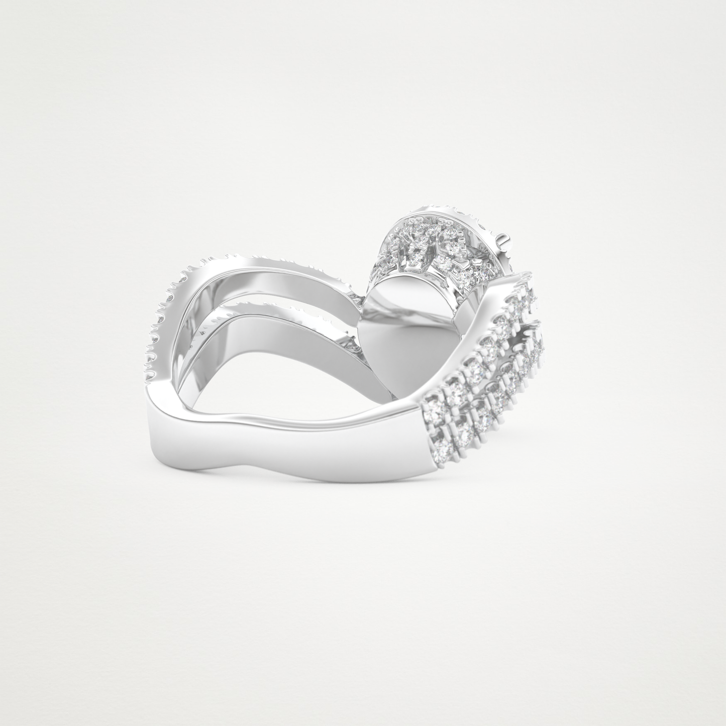 Pear Halo Pave & Curved Shank Lab Grown Diamond Engagement Ring