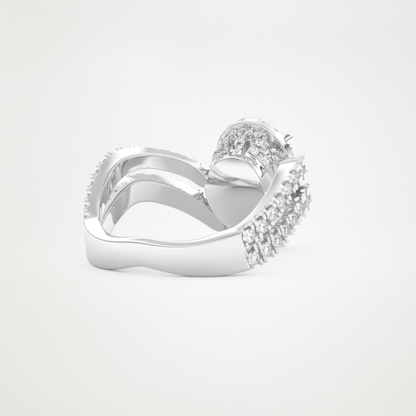 Pear Halo Pave & Curved Shank Lab Grown Diamond Engagement Ring