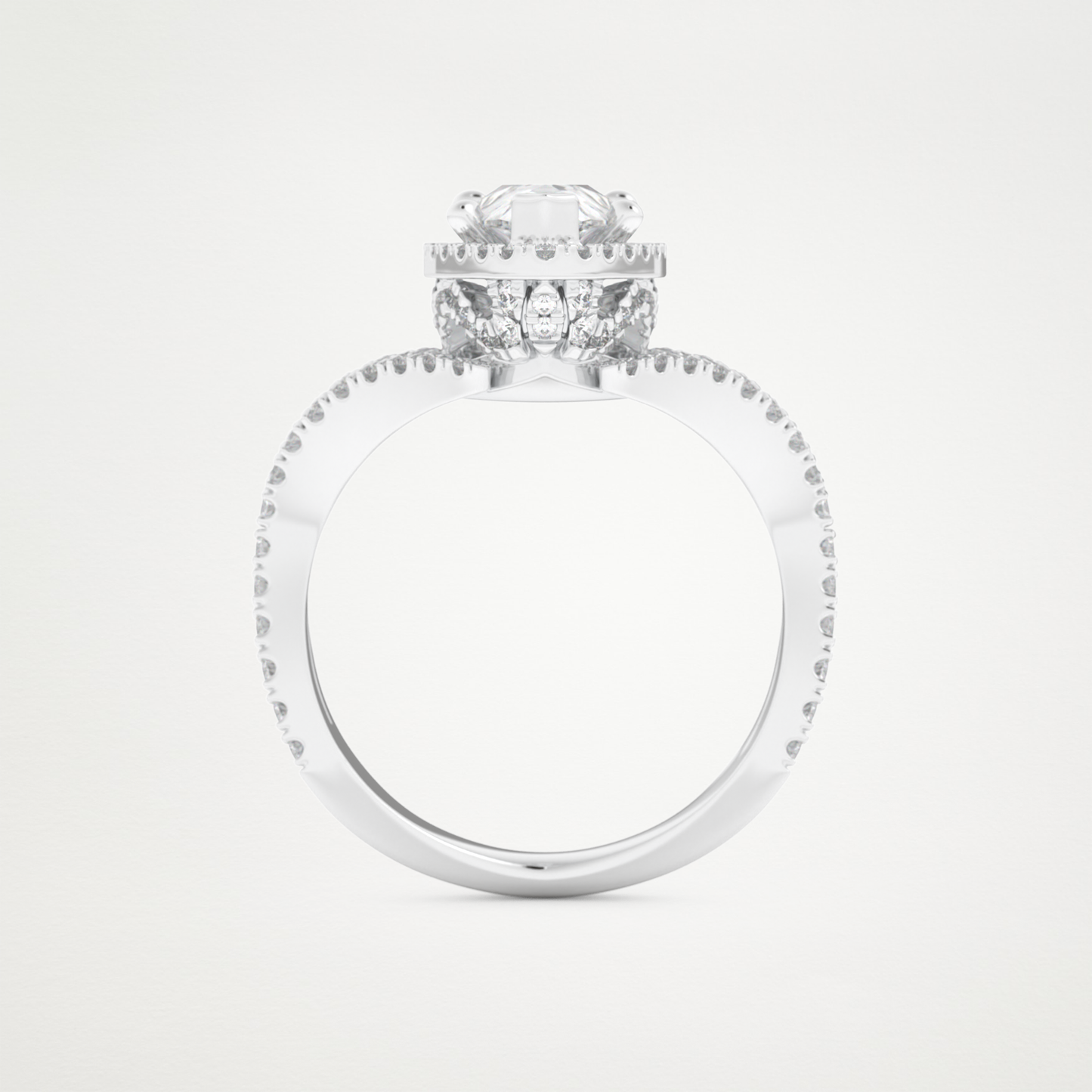 Pear Halo Pave & Curved Shank Lab Grown Diamond Engagement Ring