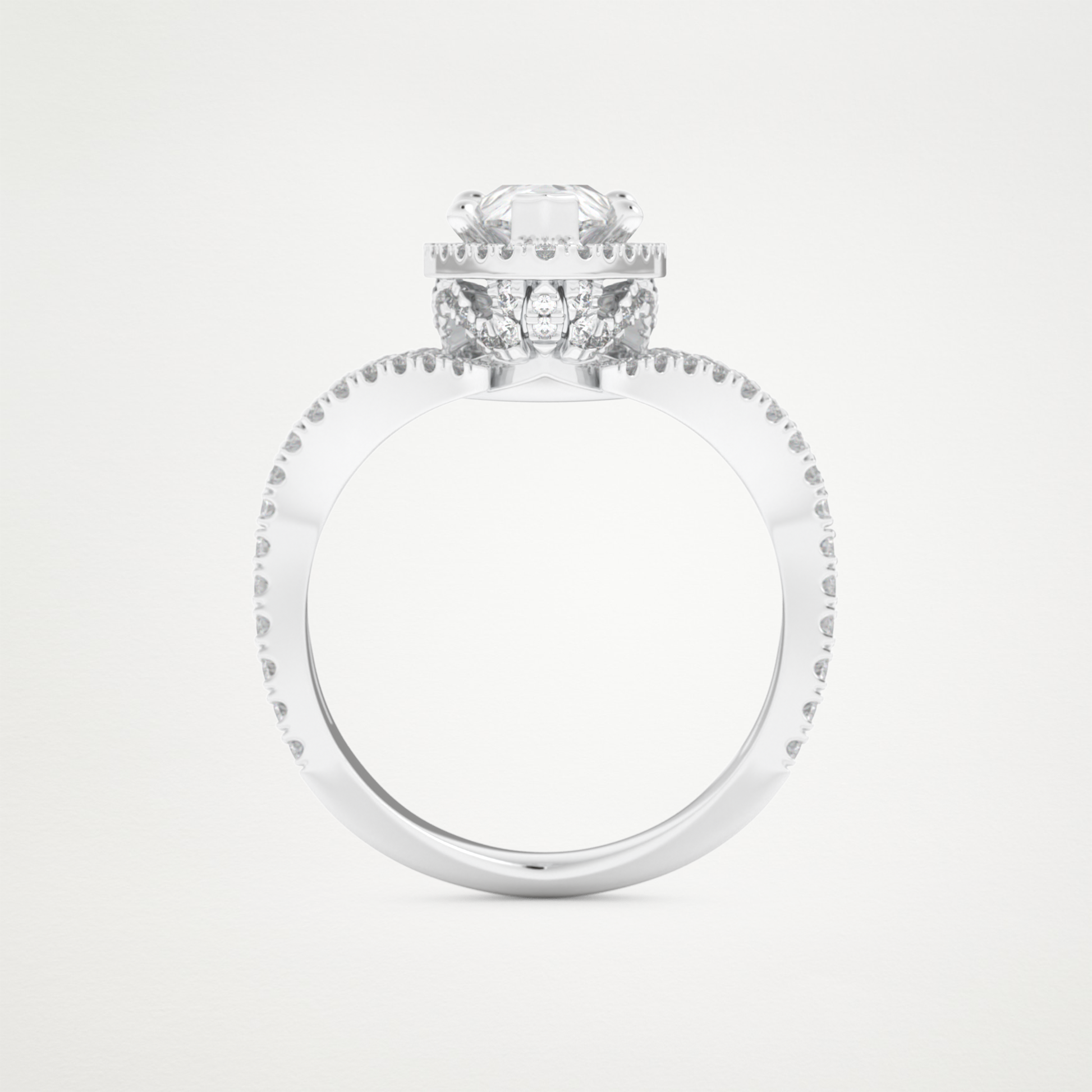 Pear Halo Pave & Curved Shank Lab Grown Diamond Engagement Ring