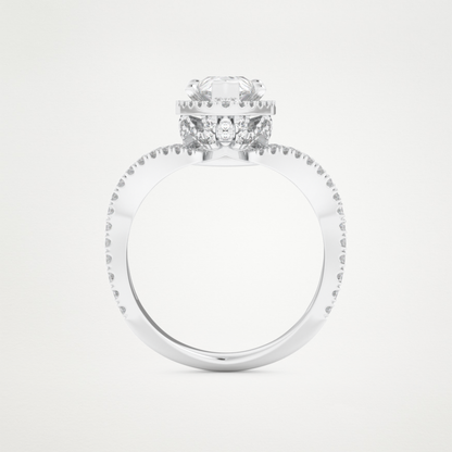 Pear Halo Pave & Curved Shank Lab Grown Diamond Engagement Ring