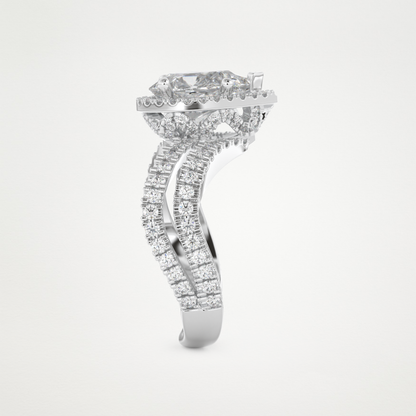 Pear Halo Pave & Curved Shank Lab Grown Diamond Engagement Ring