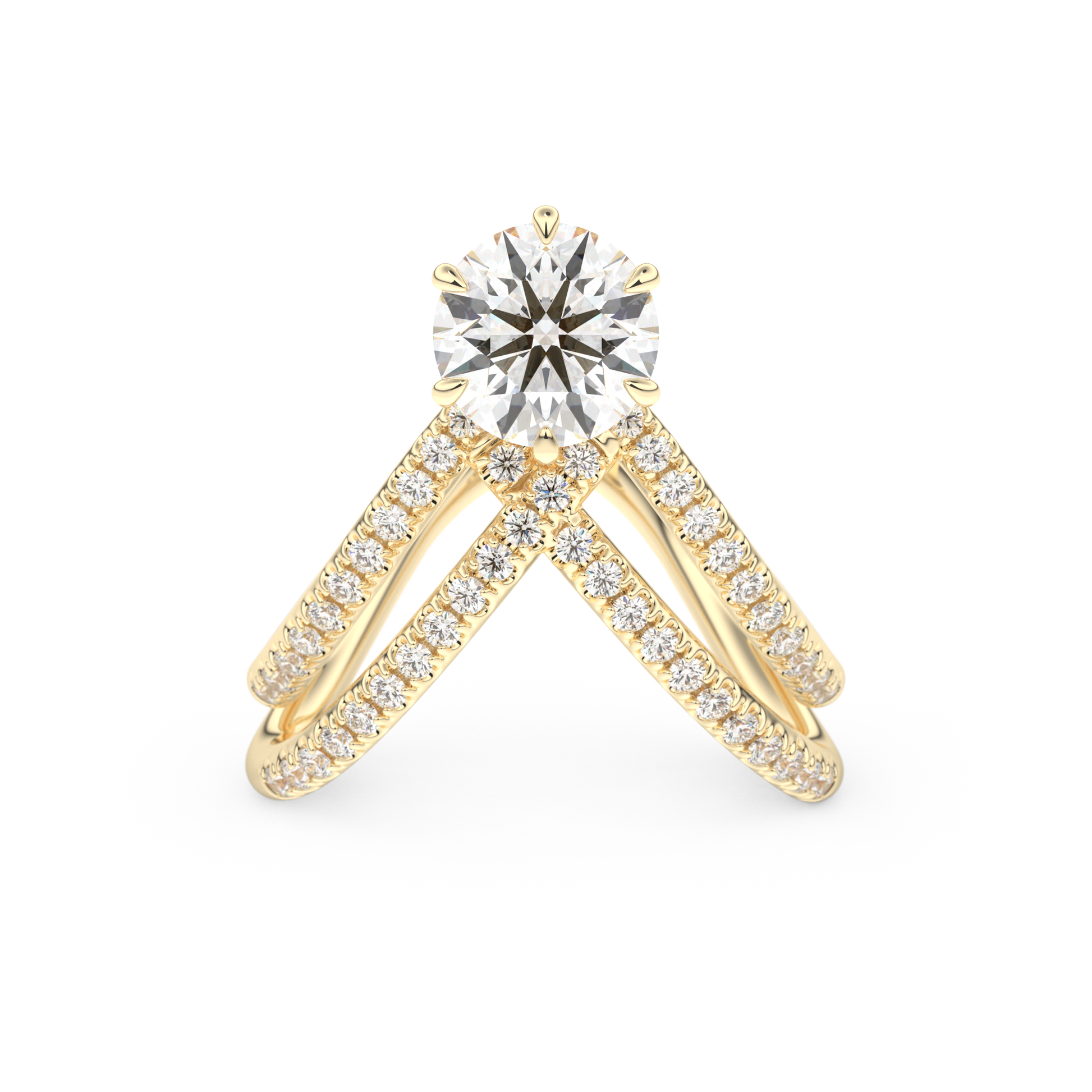 Round Double Curved Shank Lab Grown Diamond Engagement Ring