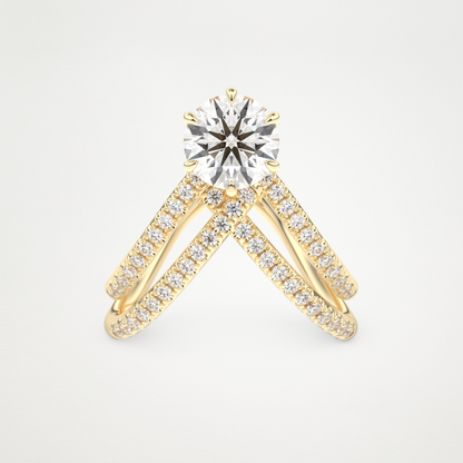 Round Double Curved Shank Lab Grown Diamond Engagement Ring