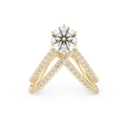 Round Double Curved Shank Lab Grown Diamond Engagement Ring