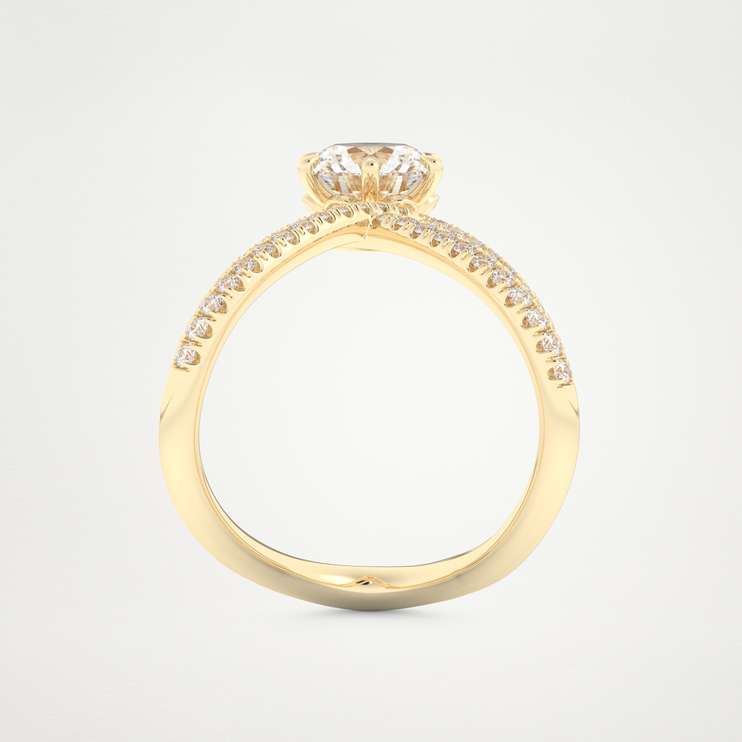 Round Double Curved Shank Lab Grown Diamond Engagement Ring
