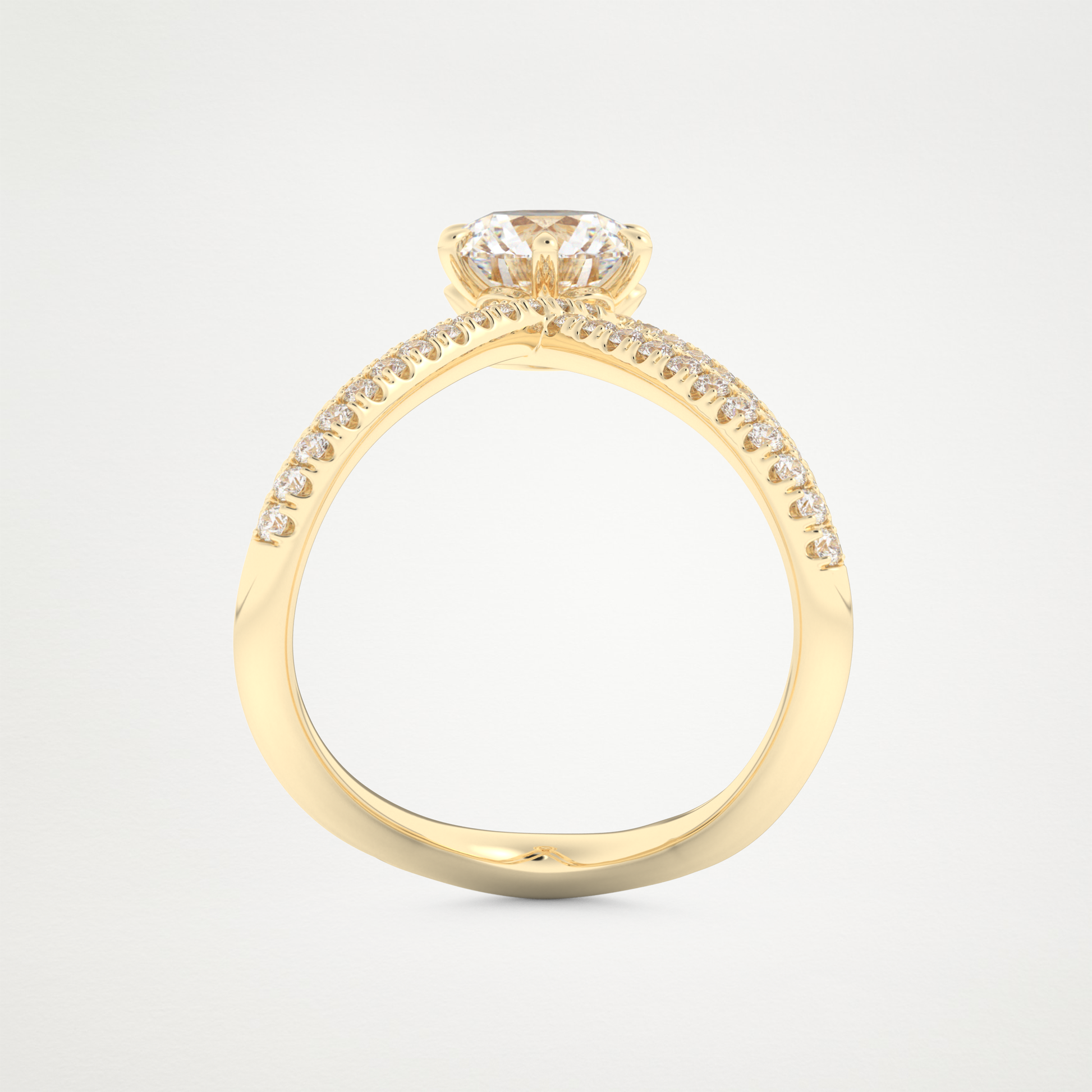 Round Double Curved Shank Lab Grown Diamond Engagement Ring