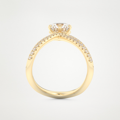 Round Double Curved Shank Lab Grown Diamond Engagement Ring