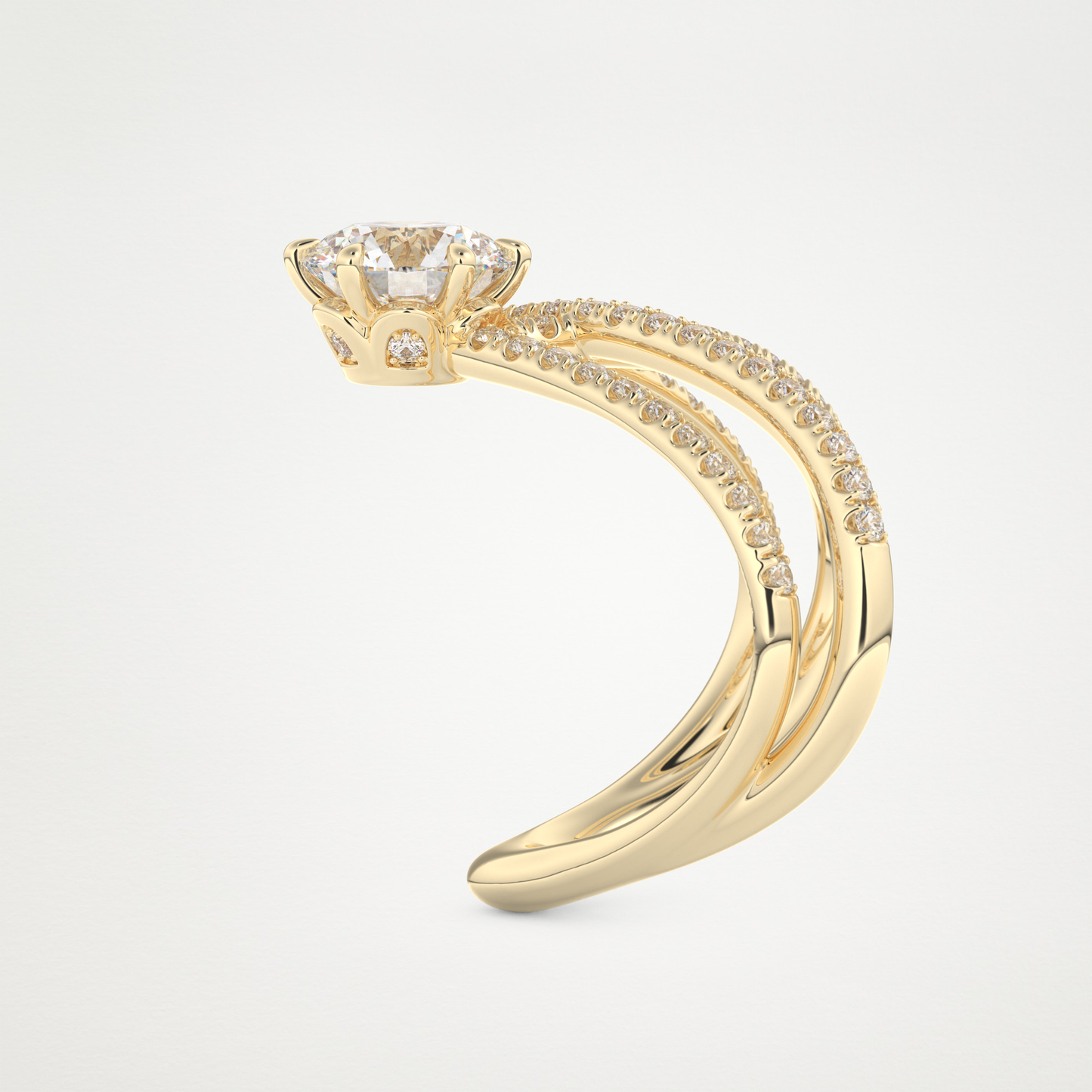 Round Double Curved Shank Lab Grown Diamond Engagement Ring