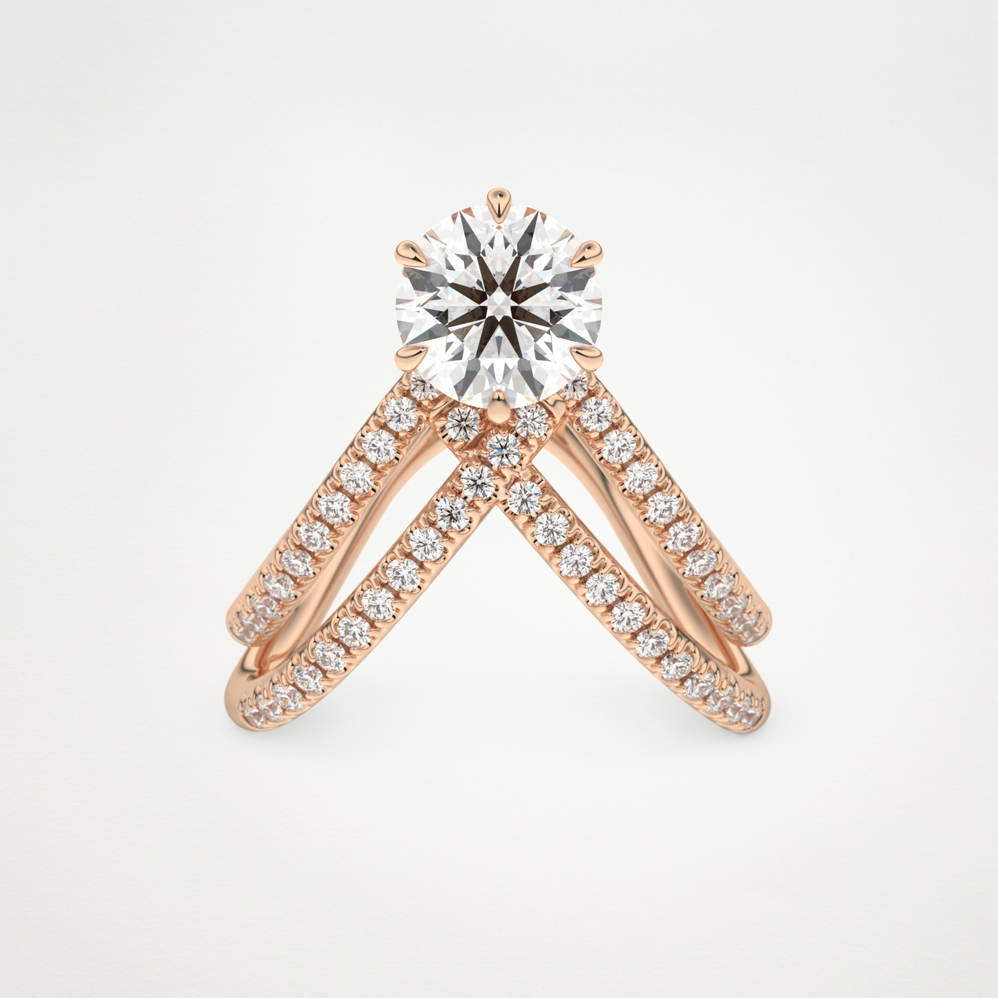 Round Double Curved Shank Lab Grown Diamond Engagement Ring