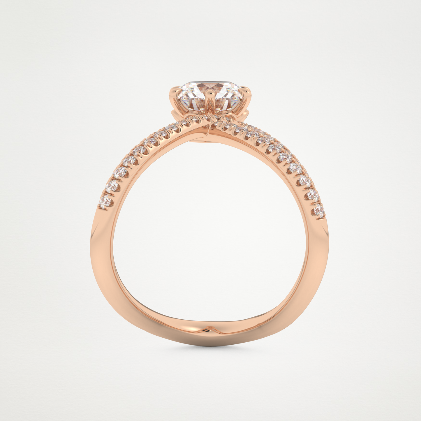 Round Double Curved Shank Lab Grown Diamond Engagement Ring