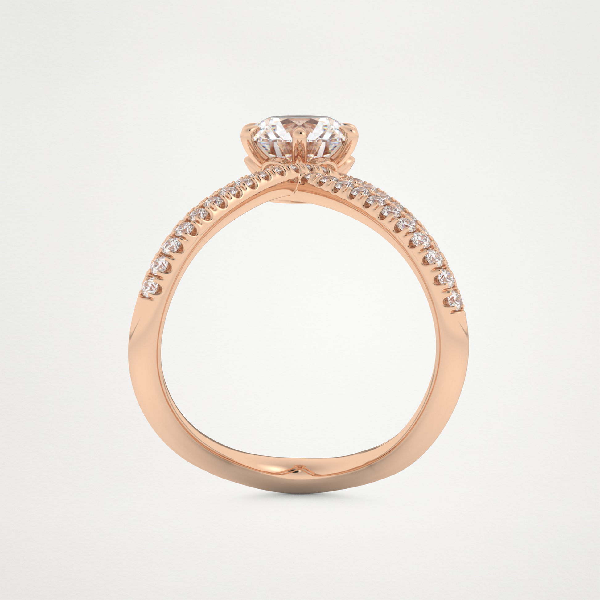 Round Double Curved Shank Lab Grown Diamond Engagement Ring