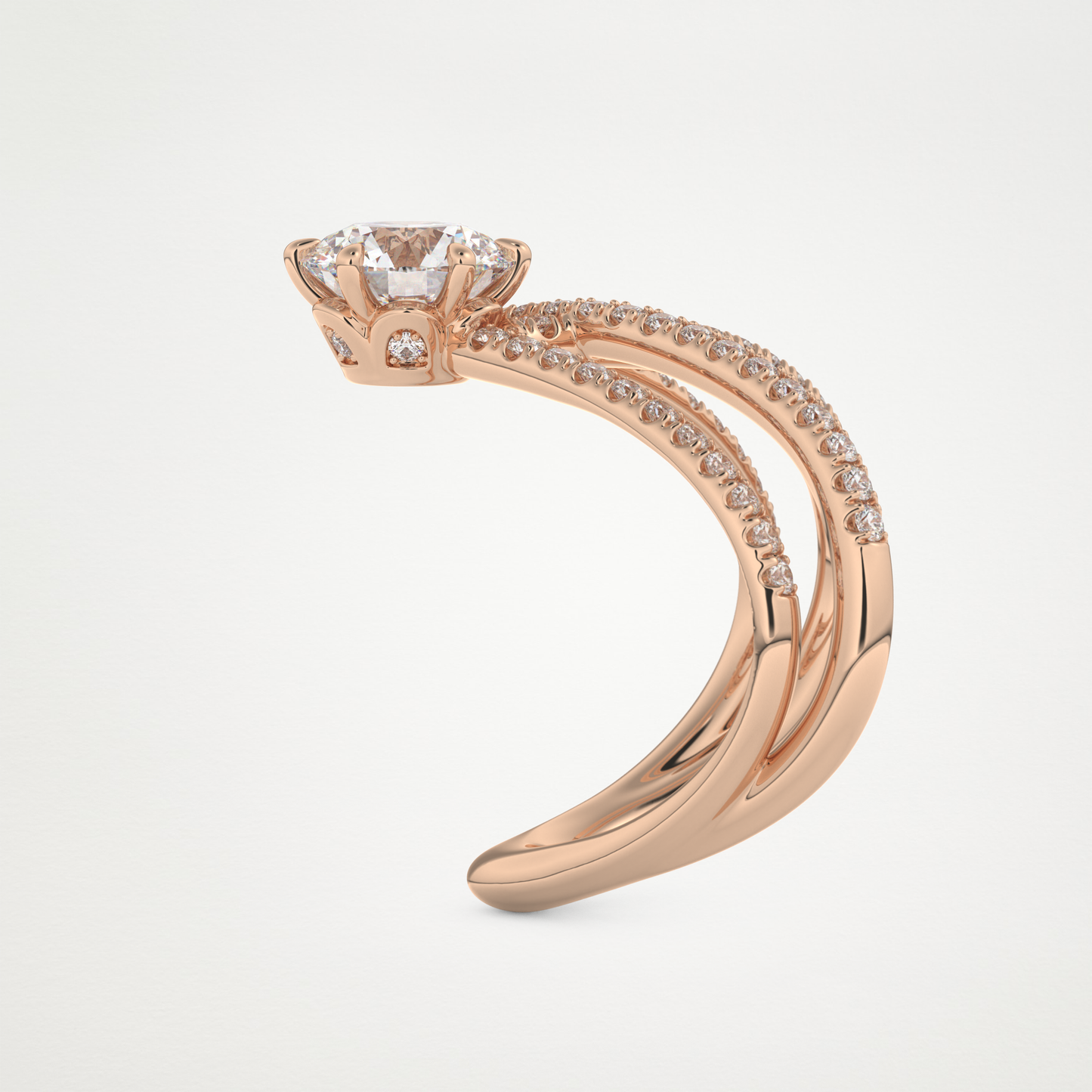 Round Double Curved Shank Lab Grown Diamond Engagement Ring