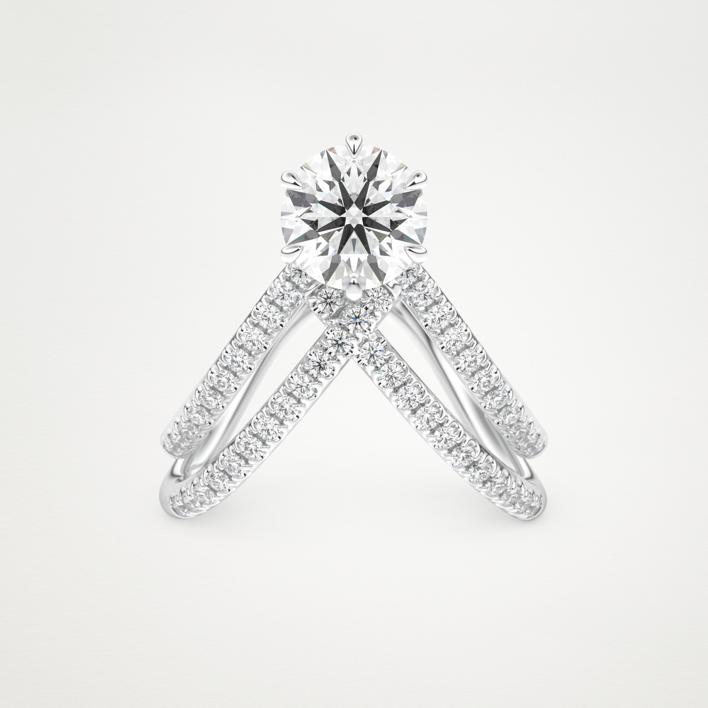 Round Double Curved Shank Lab Grown Diamond Engagement Ring