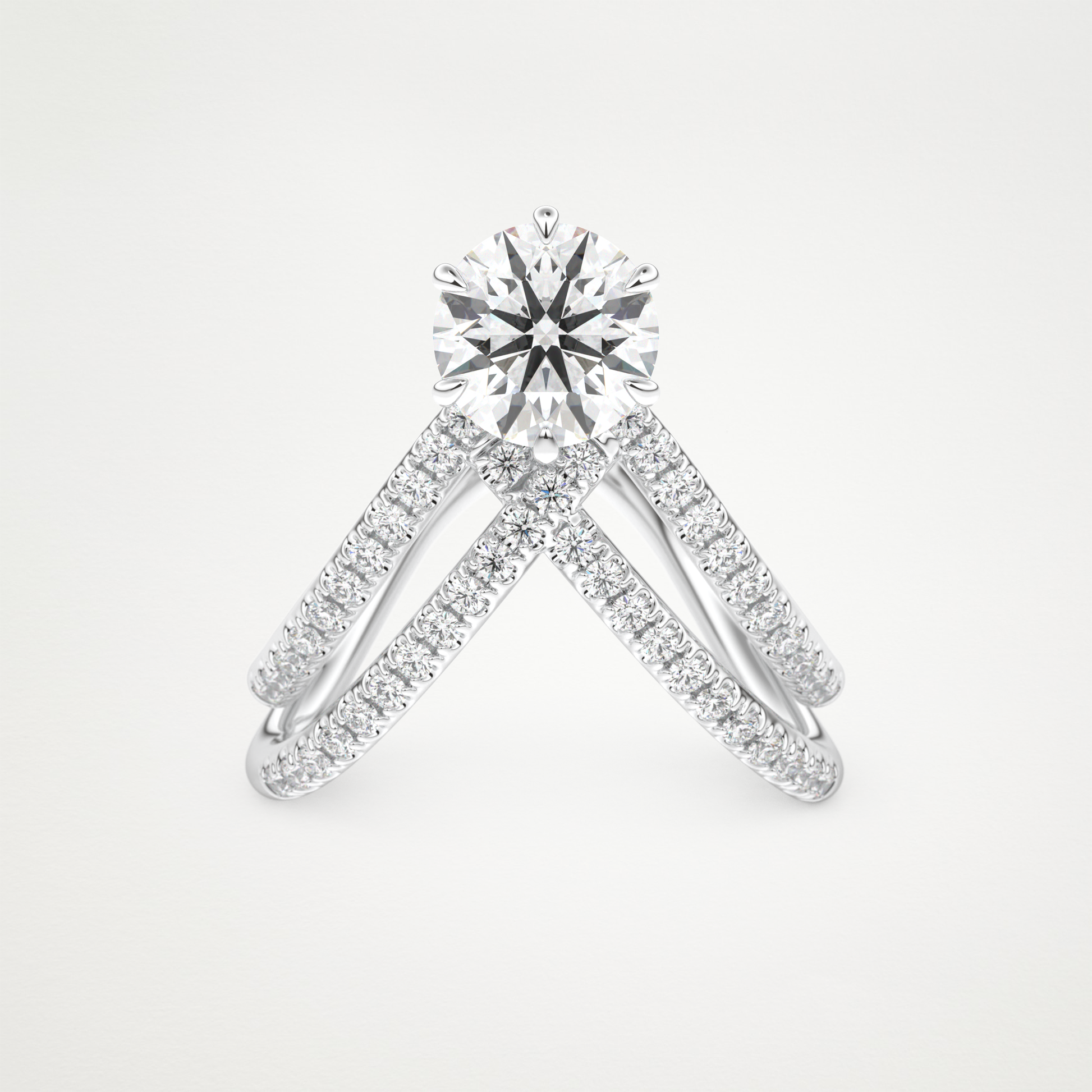 Round Double Curved Shank Lab Grown Diamond Engagement Ring