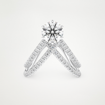 Round Double Curved Shank Lab Grown Diamond Engagement Ring