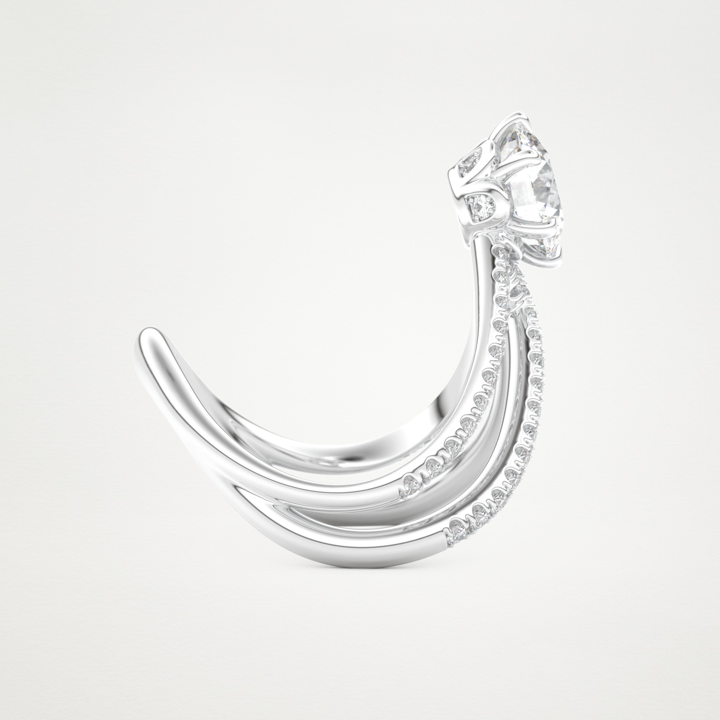 Round Double Curved Shank Lab Grown Diamond Engagement Ring