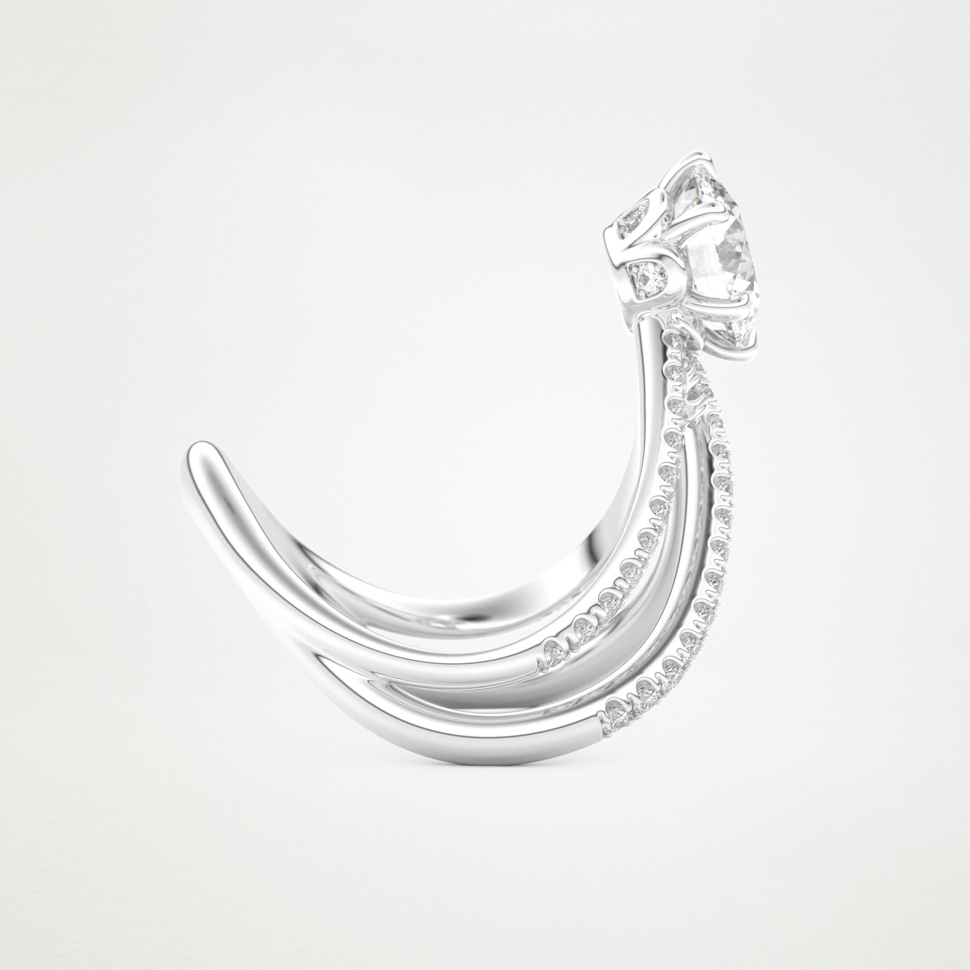 Round Double Curved Shank Lab Grown Diamond Engagement Ring