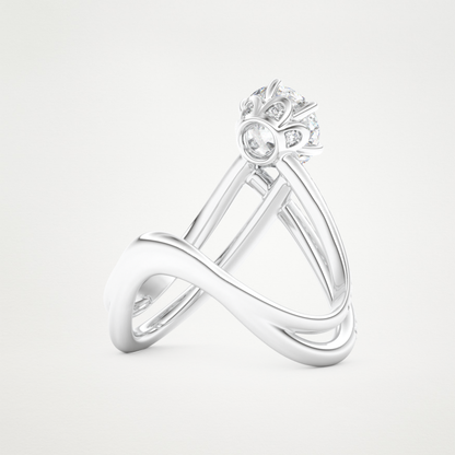Round Double Curved Shank Lab Grown Diamond Engagement Ring