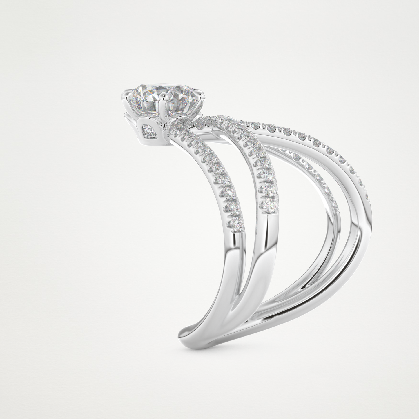 Round Double Curved Shank Lab Grown Diamond Engagement Ring