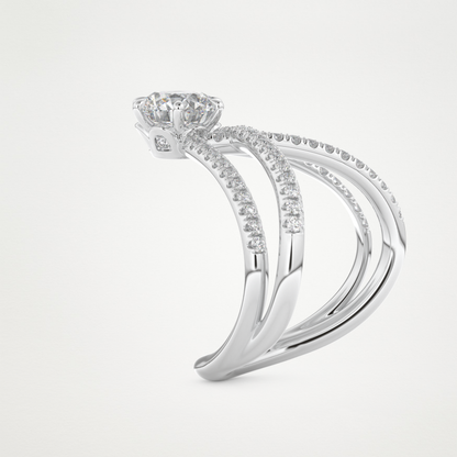 Round Double Curved Shank Lab Grown Diamond Engagement Ring
