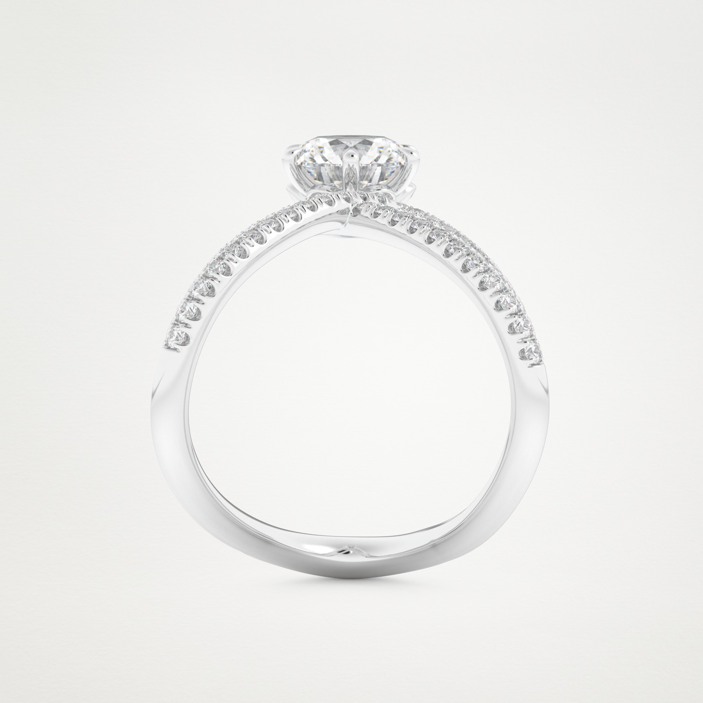 Round Double Curved Shank Lab Grown Diamond Engagement Ring