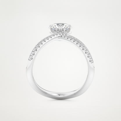 Round Double Curved Shank Lab Grown Diamond Engagement Ring