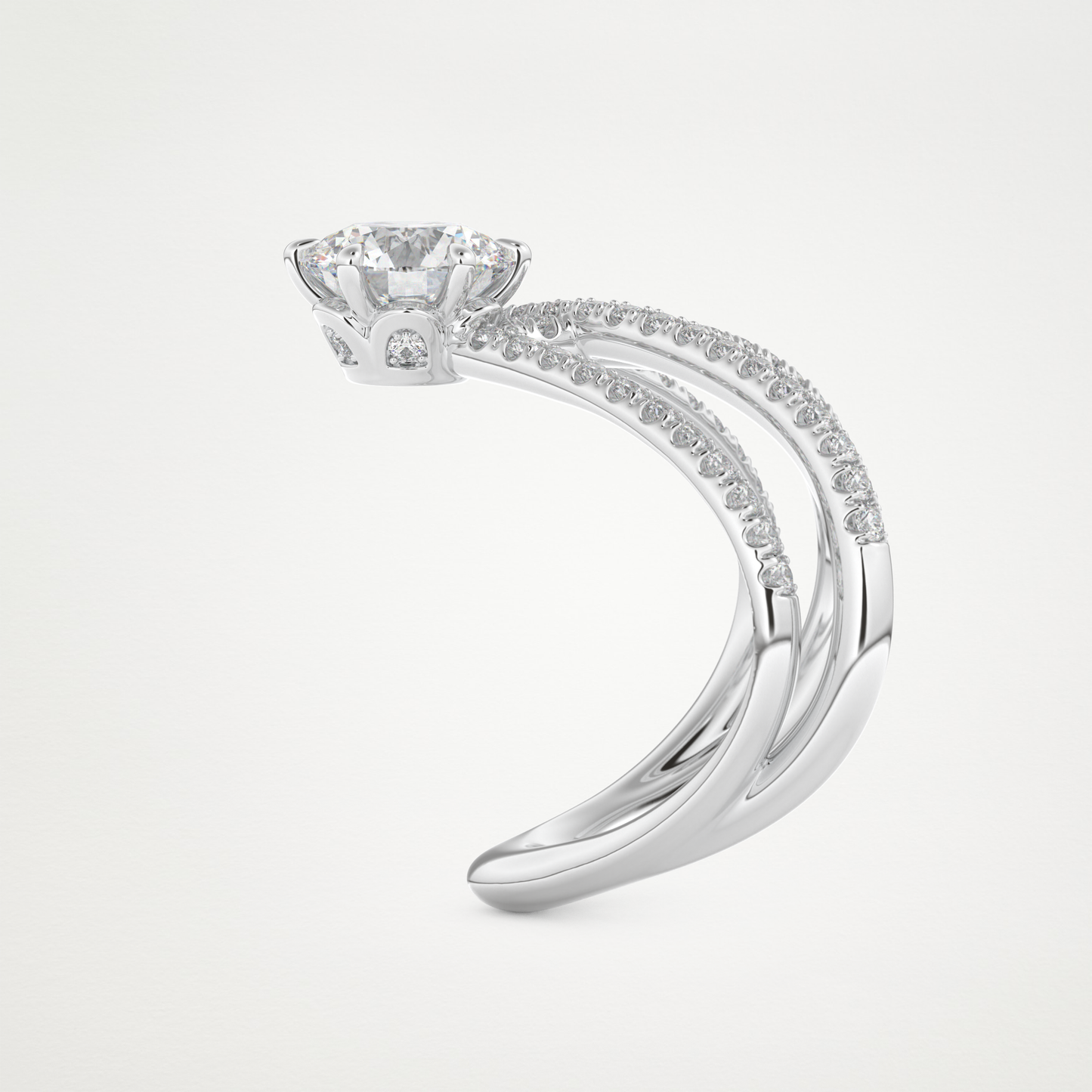 Round Double Curved Shank Lab Grown Diamond Engagement Ring