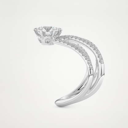 Round Double Curved Shank Lab Grown Diamond Engagement Ring