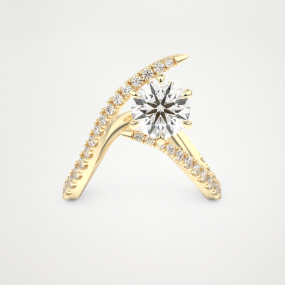 Emerald Pave Curved Shank Lab Grown Diamond Engagement Ring