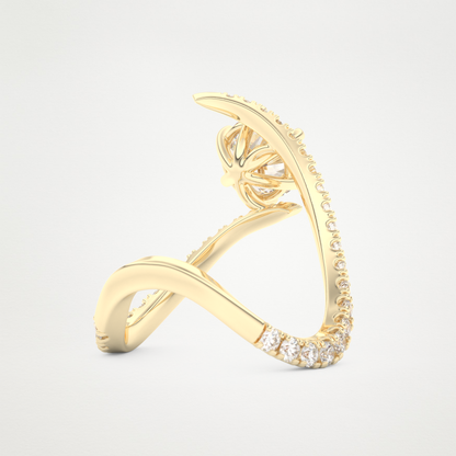 Emerald Pave Curved Shank Lab Grown Diamond Engagement Ring