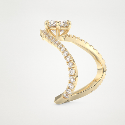 Emerald Pave Curved Shank Lab Grown Diamond Engagement Ring