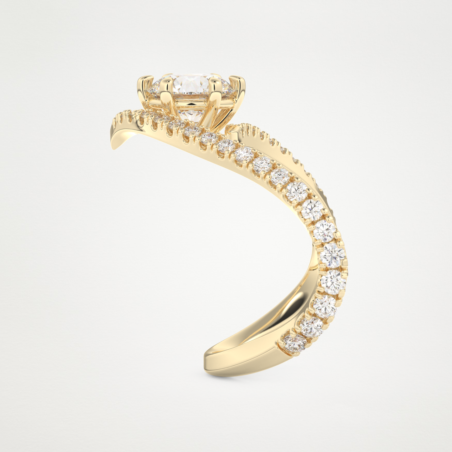 Emerald Pave Curved Shank Lab Grown Diamond Engagement Ring