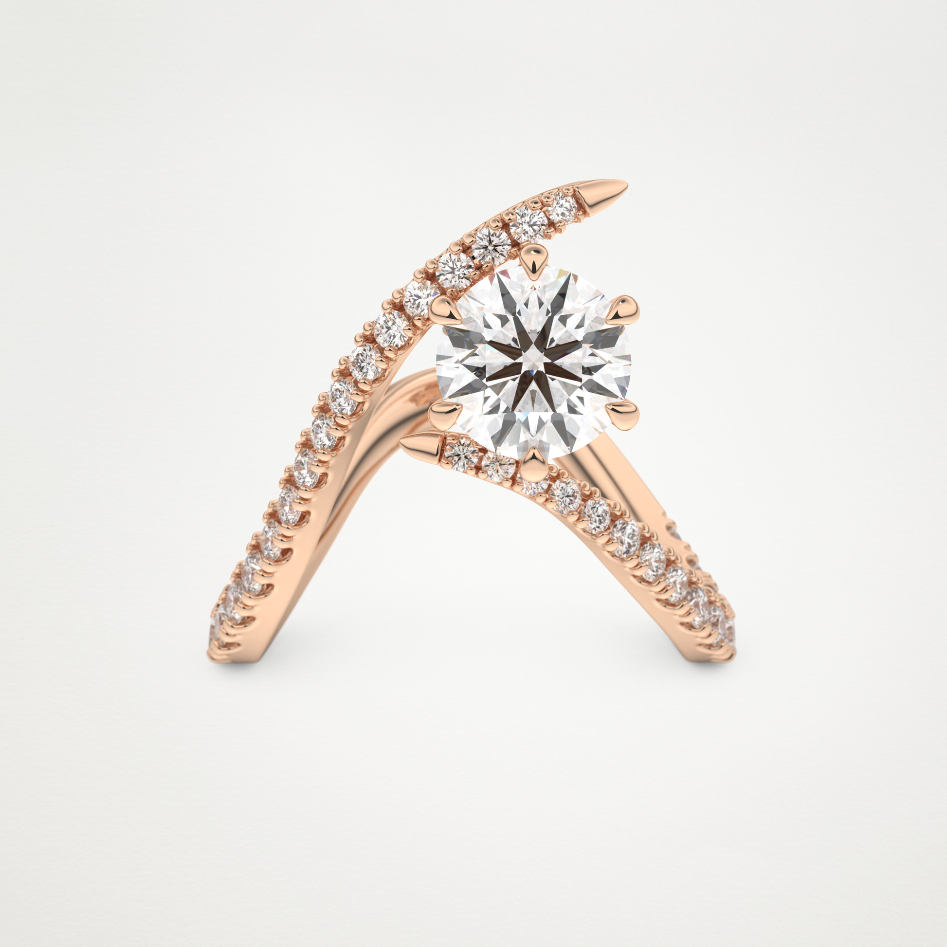 Emerald Pave Curved Shank Lab Grown Diamond Engagement Ring