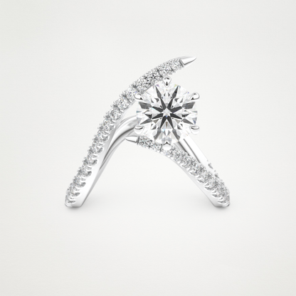 Emerald Pave Curved Shank Lab Grown Diamond Engagement Ring